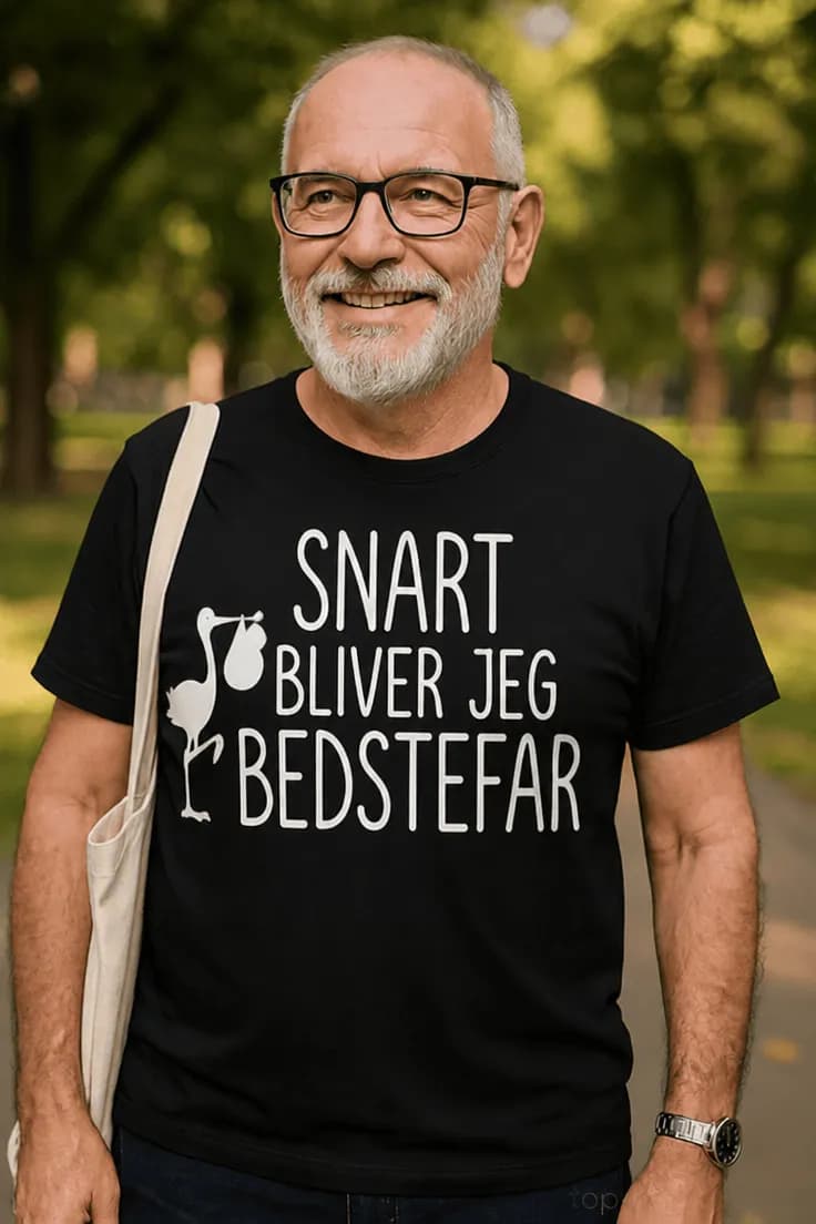 Sjov t-shirt Snart bedstefar – SNART BLIVER JEG