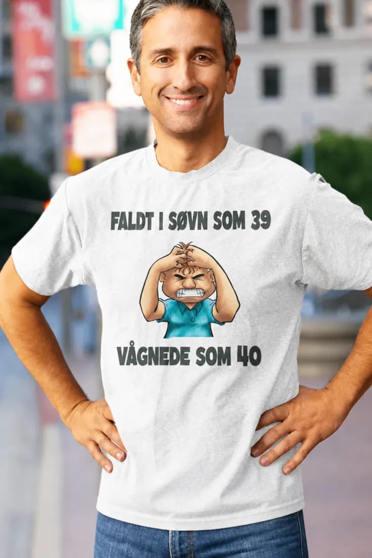 Sjov t-shirt Sov som 39 med ønsket årstal