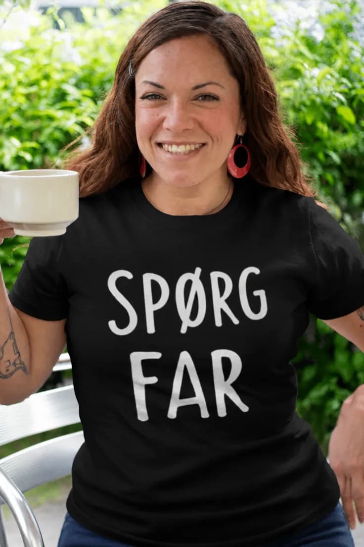 Sjov t-shirt Spørg far – SPØRG FAR
