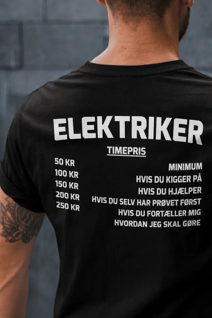 T-shirt Timepris for elektriker med ønsket erhverv