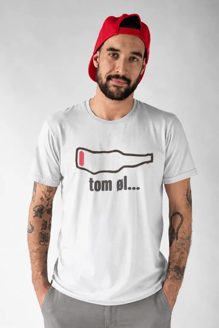 Sjov t-shirt Tom øl - tom øl....
