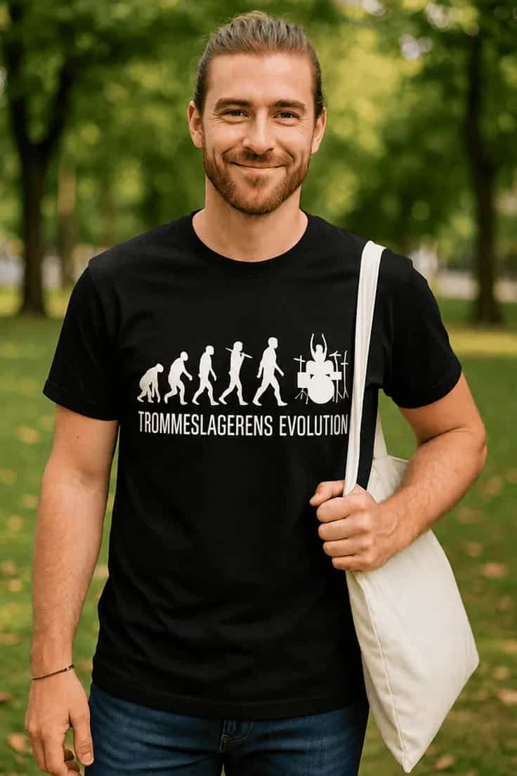 Sjov t-shirt Trommeslagerens evolution