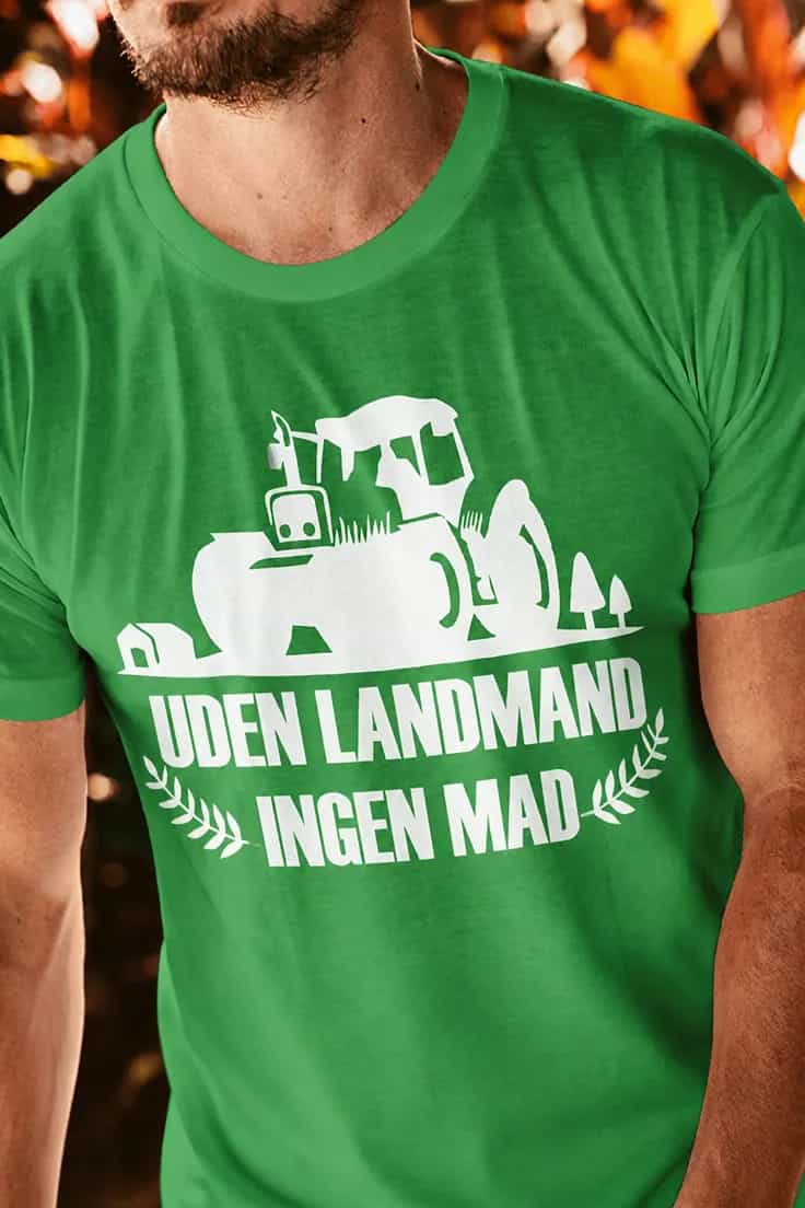 Sjov t-shirt Uden landmand ingen mad – grøn traktor