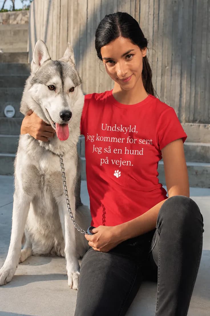 Sjov t-shirt med kat: Undskyld jeg kommer for sent