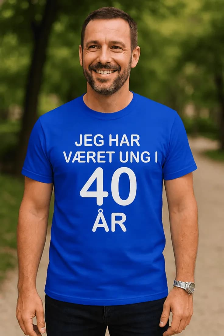 Sjov t-shirt Ung i 40 år