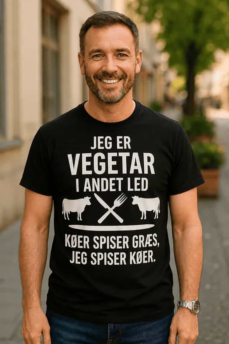 Sjov t-shirt Vegetar i andet led – JEG ER
