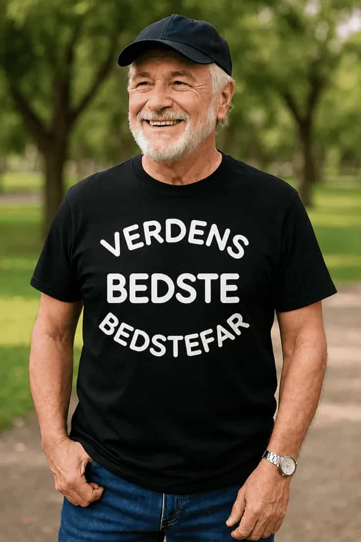 T-shirt: Verdens bedste bedstefar med ønsket tekst