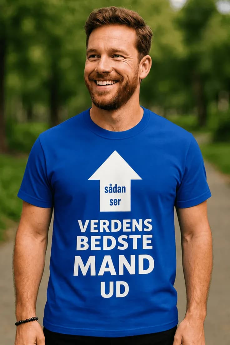 Sjov t-shirt Verdens bedste mand | sådan ser