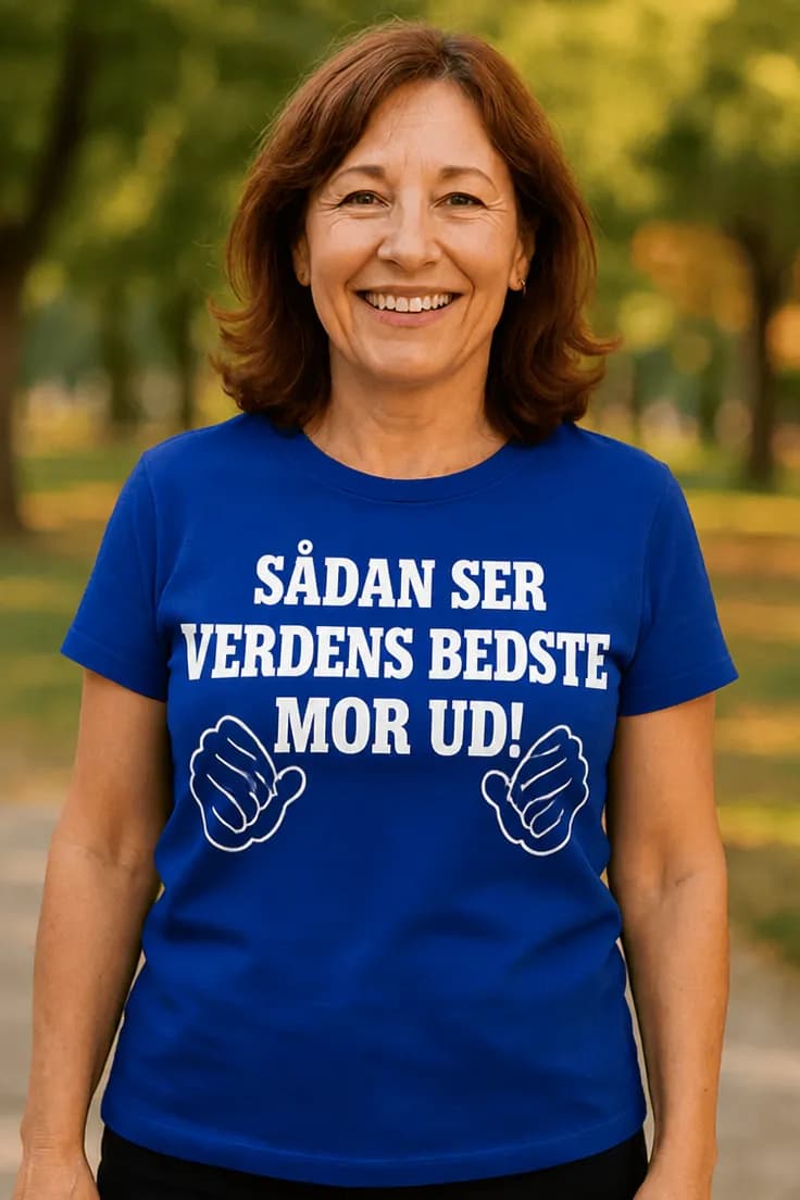 T-shirt Verdens bedste mor med ønsket tekst