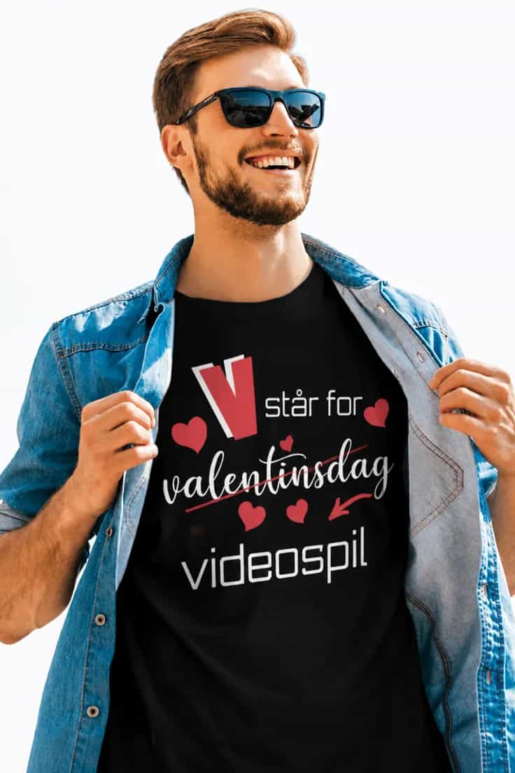 Sjov t-shirt Videospil til valentinsdag - V står