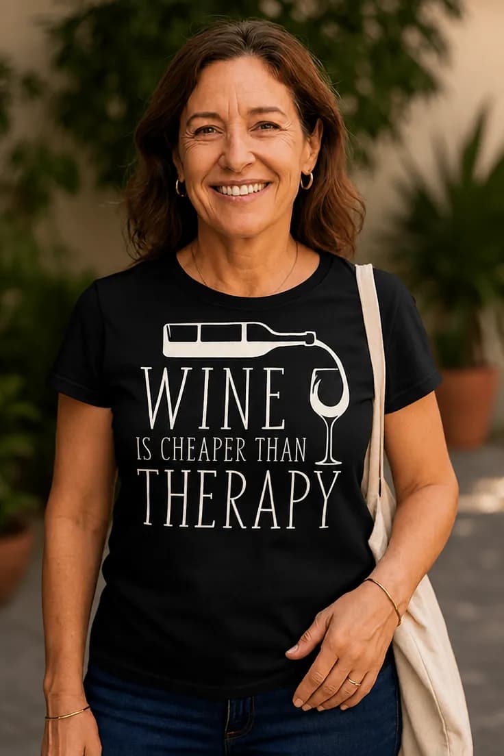 Sjov t-shirt Vin er billigere end terapi