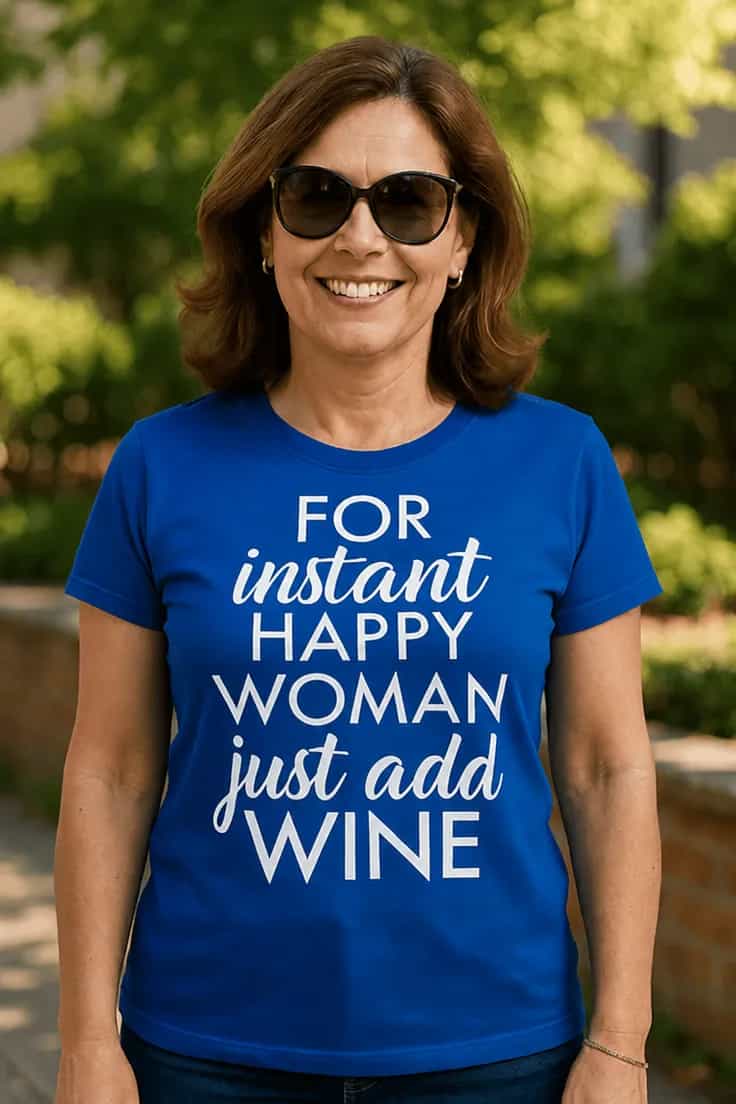 Sjov t-shirt Vin giver instant glæde | Dame