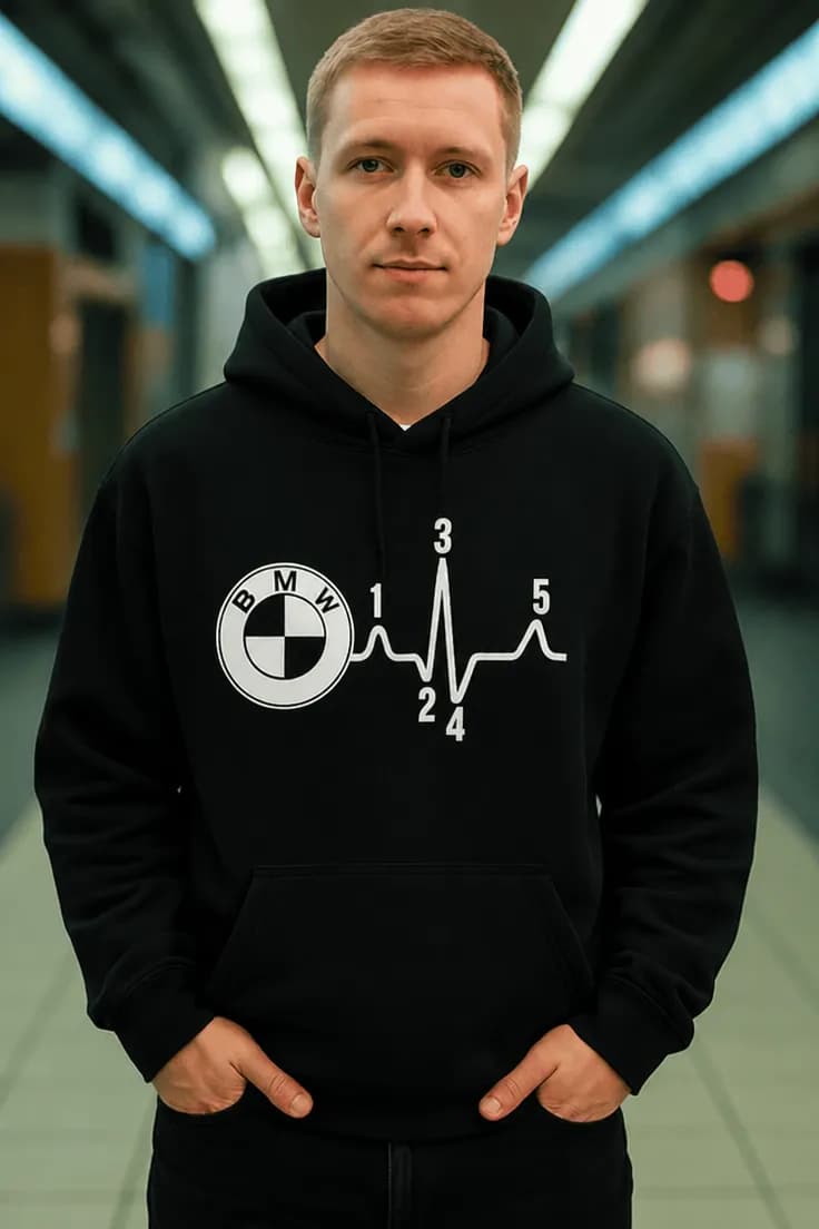 Sweater hjerteslag bilmærke efter ønske - B M W 3 5