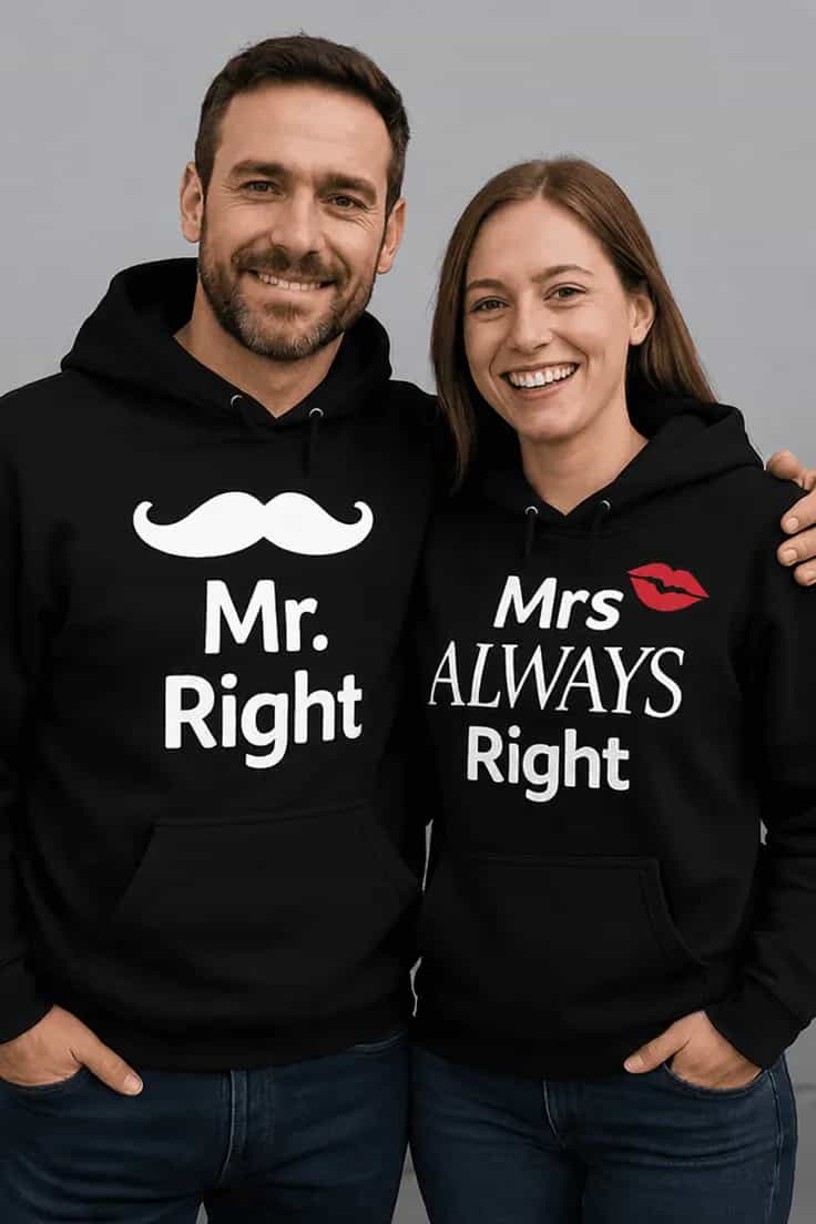 Sweater Mr right og Mrs always right - Mr. Mrs A