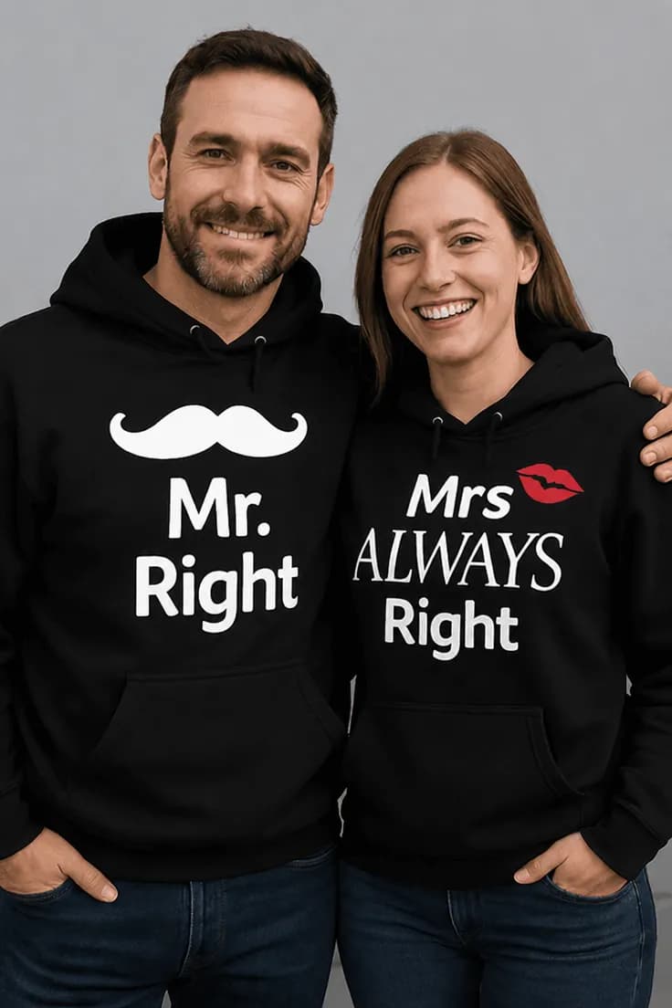 Sweater Mr right og Mrs always right - Mr. Mrs A