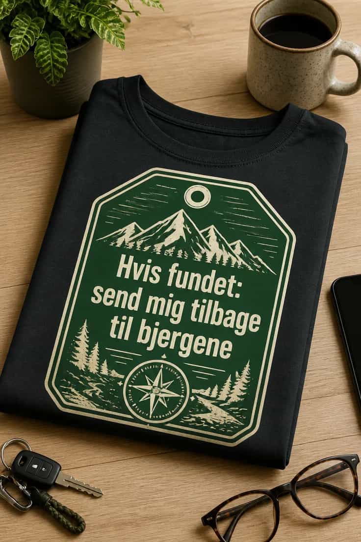 Vandre-T-shirt – Hvis fundet: send mig tilbage til bjergene