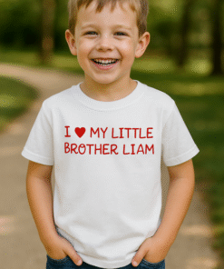 I ❤️ MY LITTLE BROTHER (navn efter ønske) - T-shirt