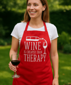 WINE IS CHEAPER THAN THERAPY - Forklæde
