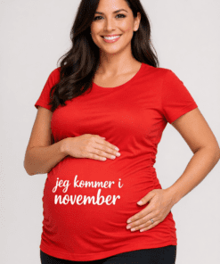Graviditetst-shirt "Jeg kommer i november" (rød)