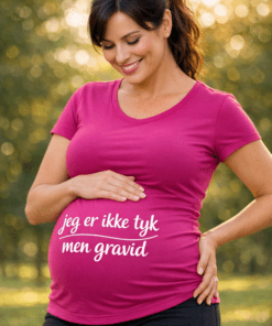 Gravid t-shirt: Jeg er ikke tyk, men gravid