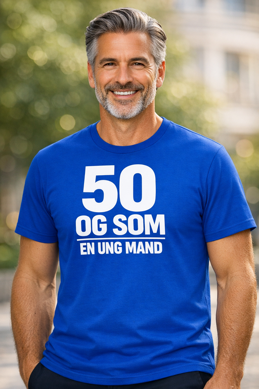 Sjov t-shirt: 50 og som en ung mand