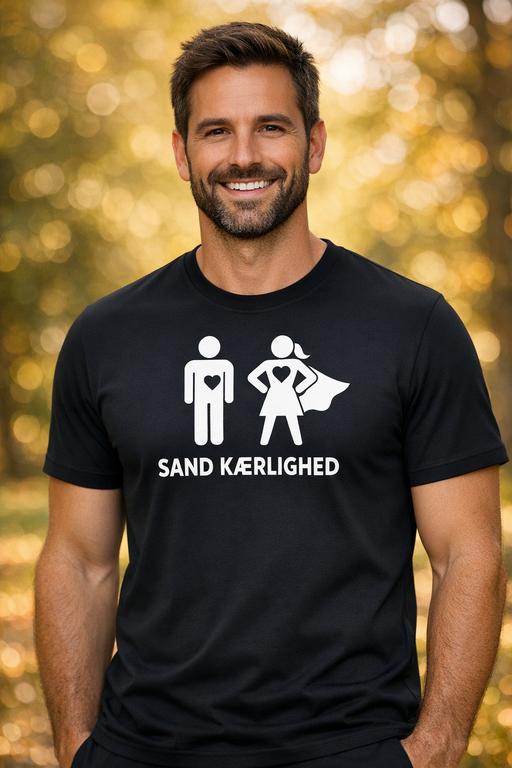 Sjov t-shirt: SAND KÆRLIGHED