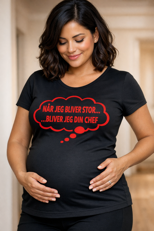Graviditets-t-shirt: NÅR JEG BLIVER STOR… …BLIVER JEG DIN CHEF