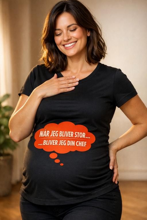 Graviditets-t-shirt: Når jeg bliver stor... bliver jeg din chef