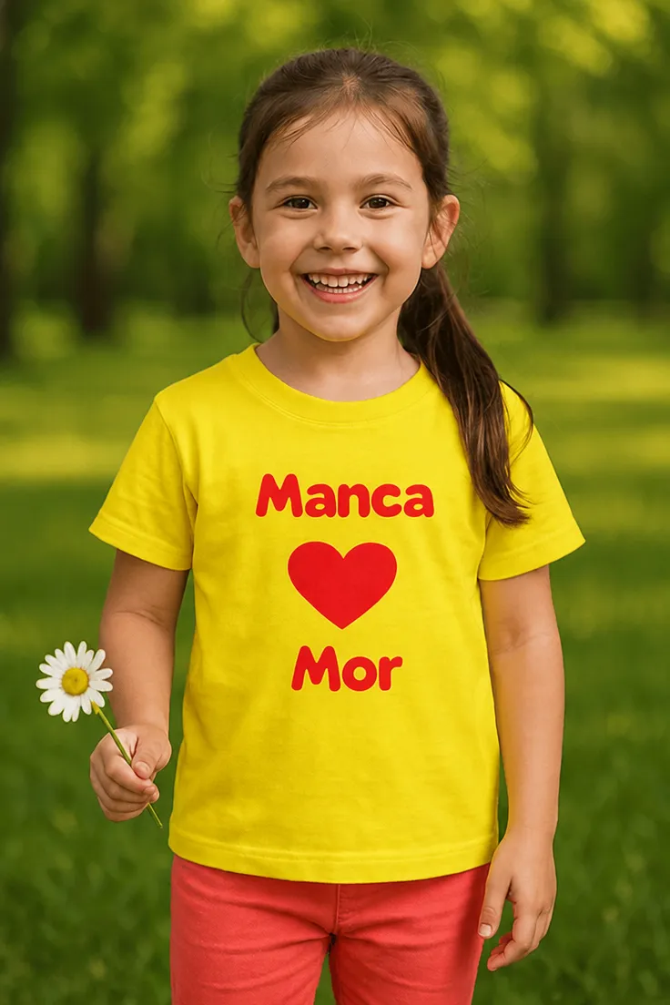 Børne t-shirt mor med navn med printet Manca Mor på blød bomulds t-shirt