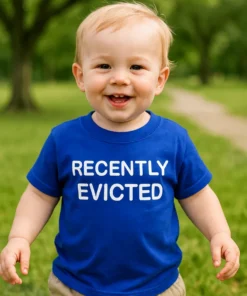 Børne t-shirt Nyligt smidt ud som sjov gave til fødselsdag for barn med humor