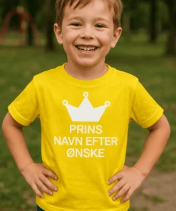 Børne t-shirt Prins med navn med trykket PRINS NAVN EFTER ØNSKE