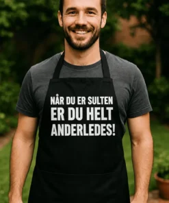 Forklæde Sulten og helt anderledes med teksten NÅR DU ER SULTEN ER DU HELT ANDERLEDES!