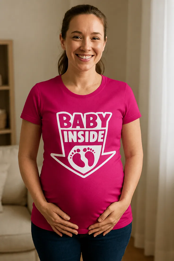 Gravid t-shirt Baby inside med fødder med teksten BABY INSIDE