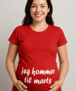 Gravid t-shirt Jeg kommer til marts som gave til fødselsdag eller baby announcement