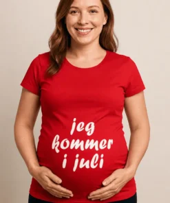 Gravid t-shirt Kommer i juli som sjov gave til fødselsdag eller babyshower