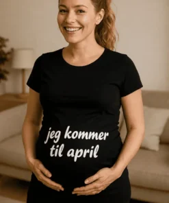 Gravid t-shirt Kommer til april som gave til fødselsdag eller sjov graviditetsafsløring