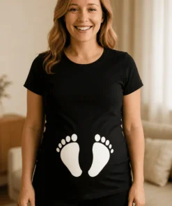 Gravid t-shirt Små fødder som sjov gave til kommende mor