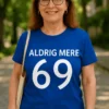 Sjov t-shirt Aldrig mere 69 med teksten ALDRIG MERE 69