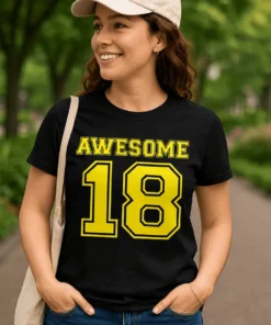 Sjov t-shirt Awesome 18 med teksten AWESOME 18