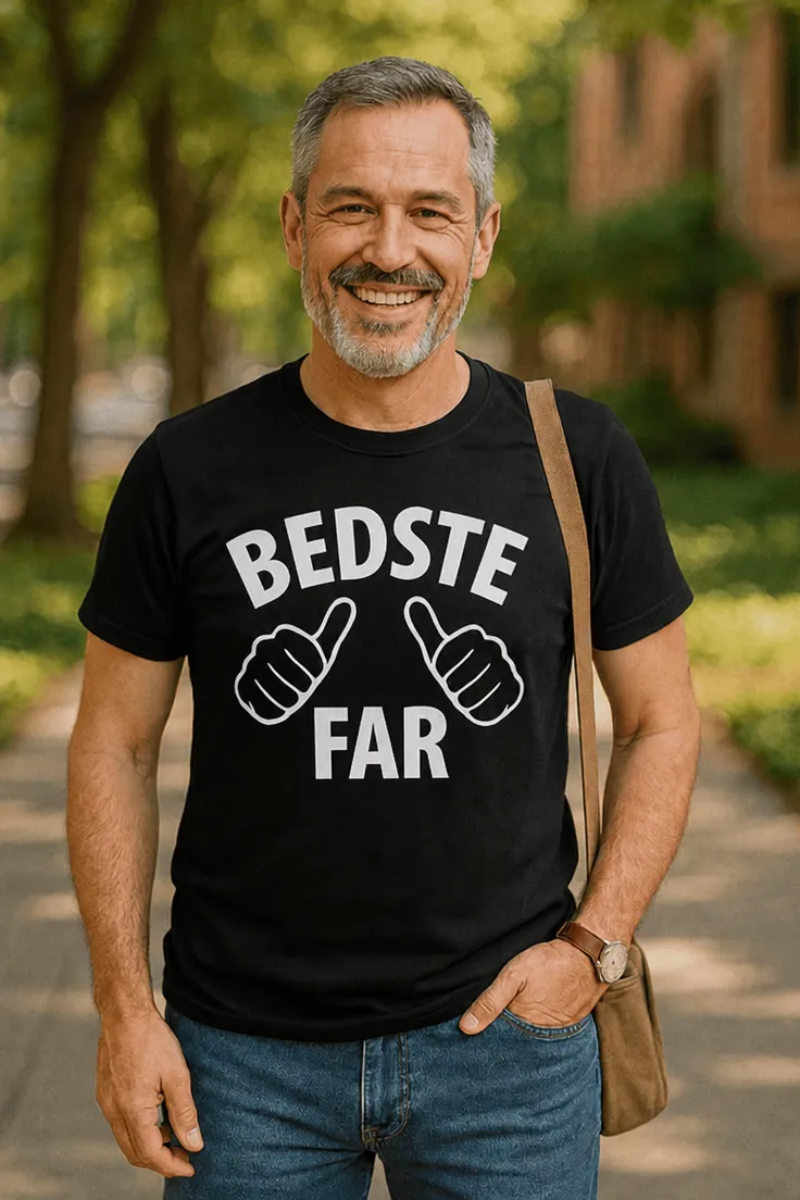 Sjov t-shirt Bedste far i verden med trykket BEDSTE FAR