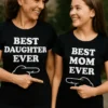 Sjov t-shirt Bedste mor og datter sæt med matchende mor datter design og teksten BEST DAUGHTER EVER BEST MOM EVER 瓜