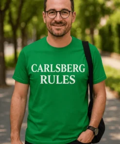 Sjov t-shirt Carlsberg rules som gave til fødselsdag eller polterabend