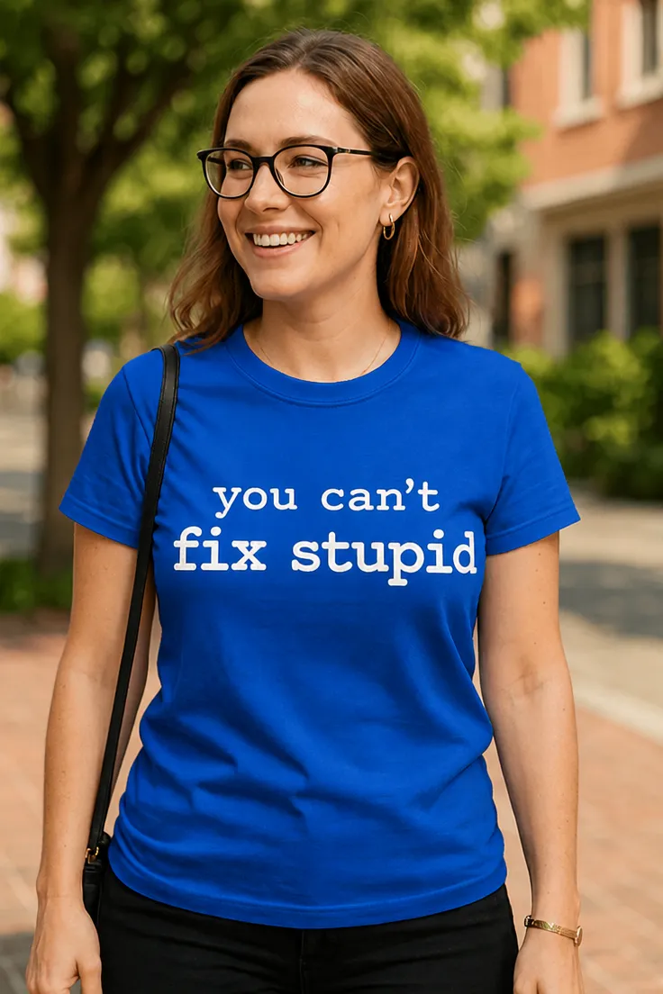 Sjov t-shirt Dumhed kan ikke fikses med trykket you can't fix stupid