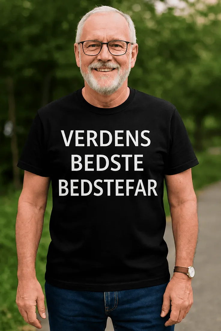 Sjov t-shirt Verdens bedste bedstefar med teksten VERDENS BEDSTE BEDSTEFAR