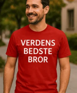 Sjov t-shirt Verdens bedste bror med teksten VERDENS BEDSTE BROR