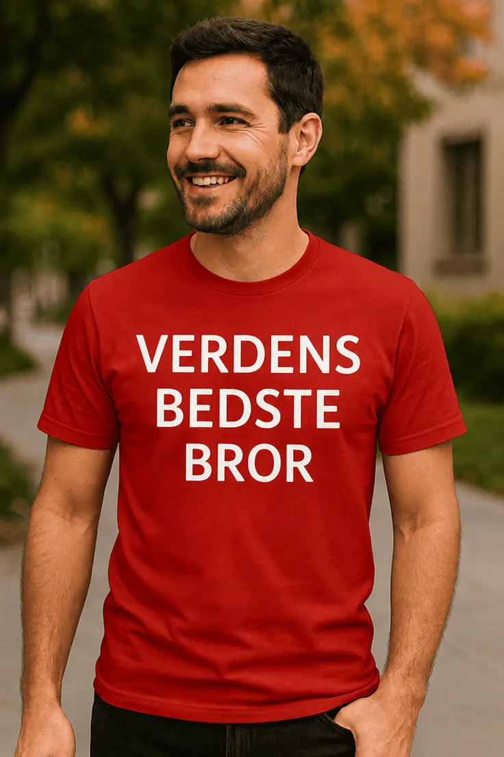 Sjov t-shirt Verdens bedste bror med teksten VERDENS BEDSTE BROR