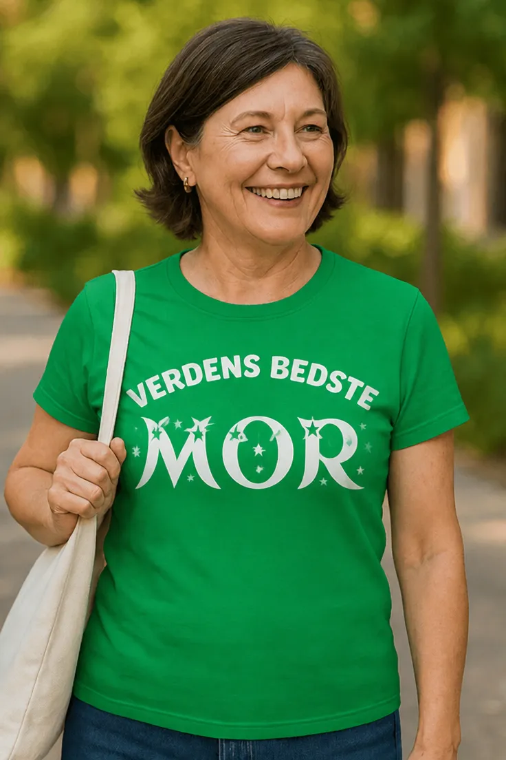 Sjov t-shirt Verdens bedste mor med motivet VERDENS BEDSTE MOR