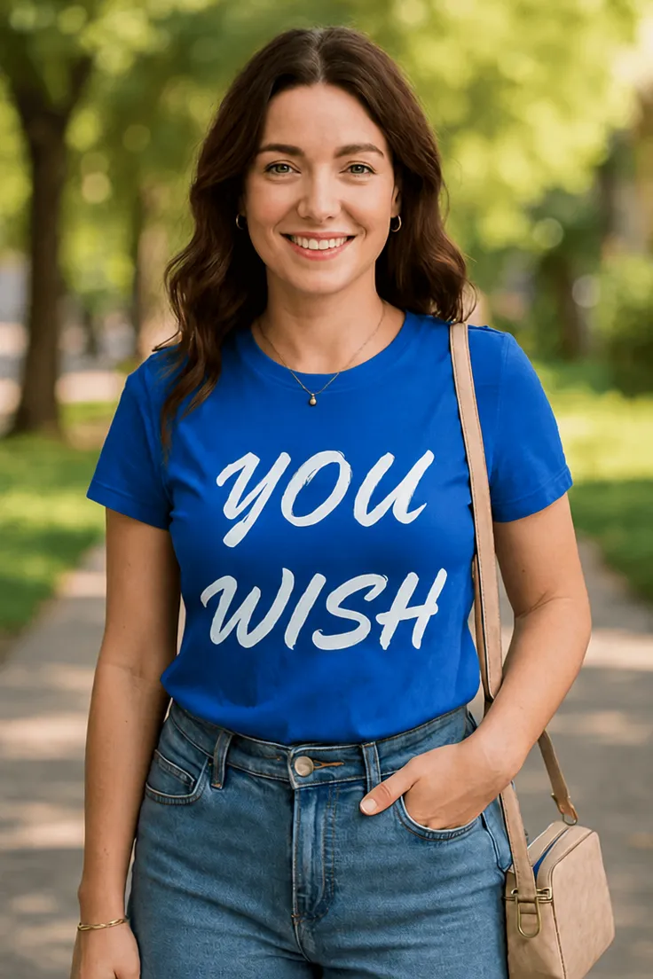Sjov t-shirt med teksten you WISH som humoristisk gaveidé