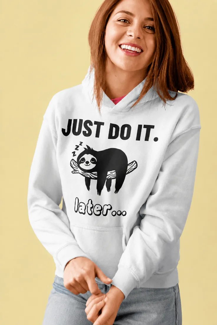 Sweater dovendyr med sjovt dovendyrmotiv og teksten JUST DO IT. later....