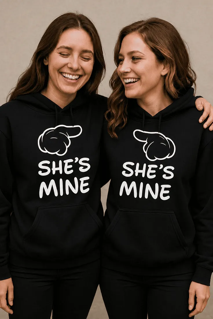 Sweater Hun er min sæt med printet Q SHE'S MINE SHE'S MINE